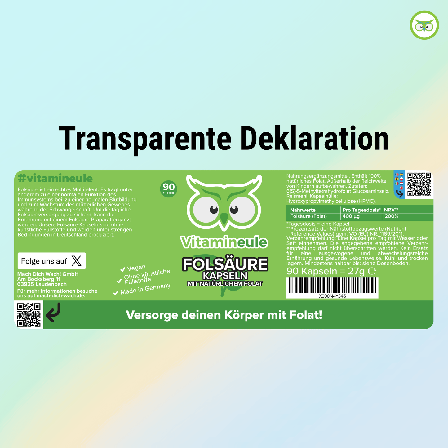 Folic acid capsules (Folate: 5-MTHF)